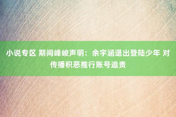 小说专区 期间峰峻声明：余宇涵退出登陆少年 对传播积恶推行账号追责