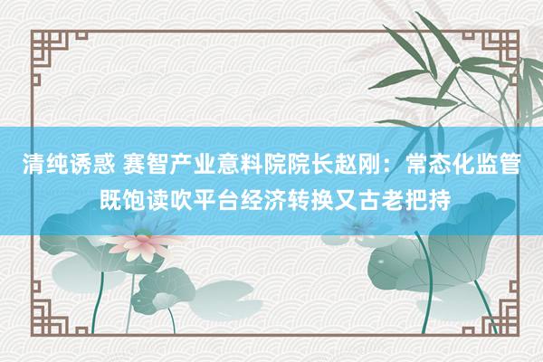清纯诱惑 赛智产业意料院院长赵刚：常态化监管 既饱读吹平台经济转换又古老把持