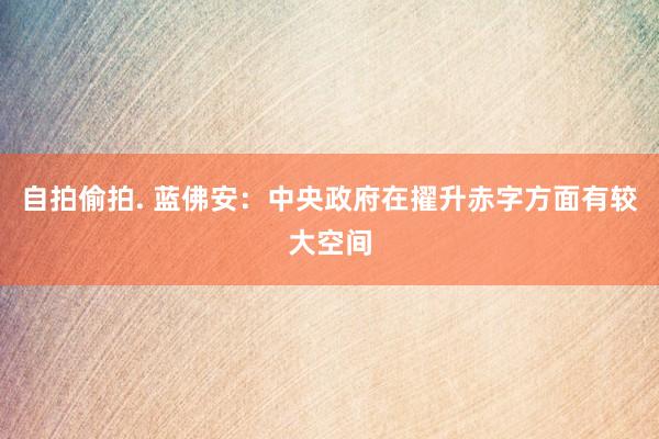 自拍偷拍. 蓝佛安：中央政府在擢升赤字方面有较大空间
