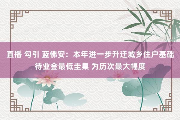直播 勾引 蓝佛安：本年进一步升迁城乡住户基础待业金最低圭臬 为历次最大幅度