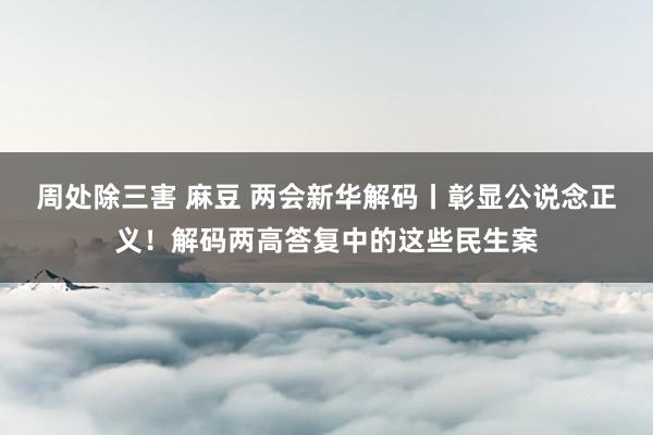 周处除三害 麻豆 两会新华解码丨彰显公说念正义！解码两高答复中的这些民生案